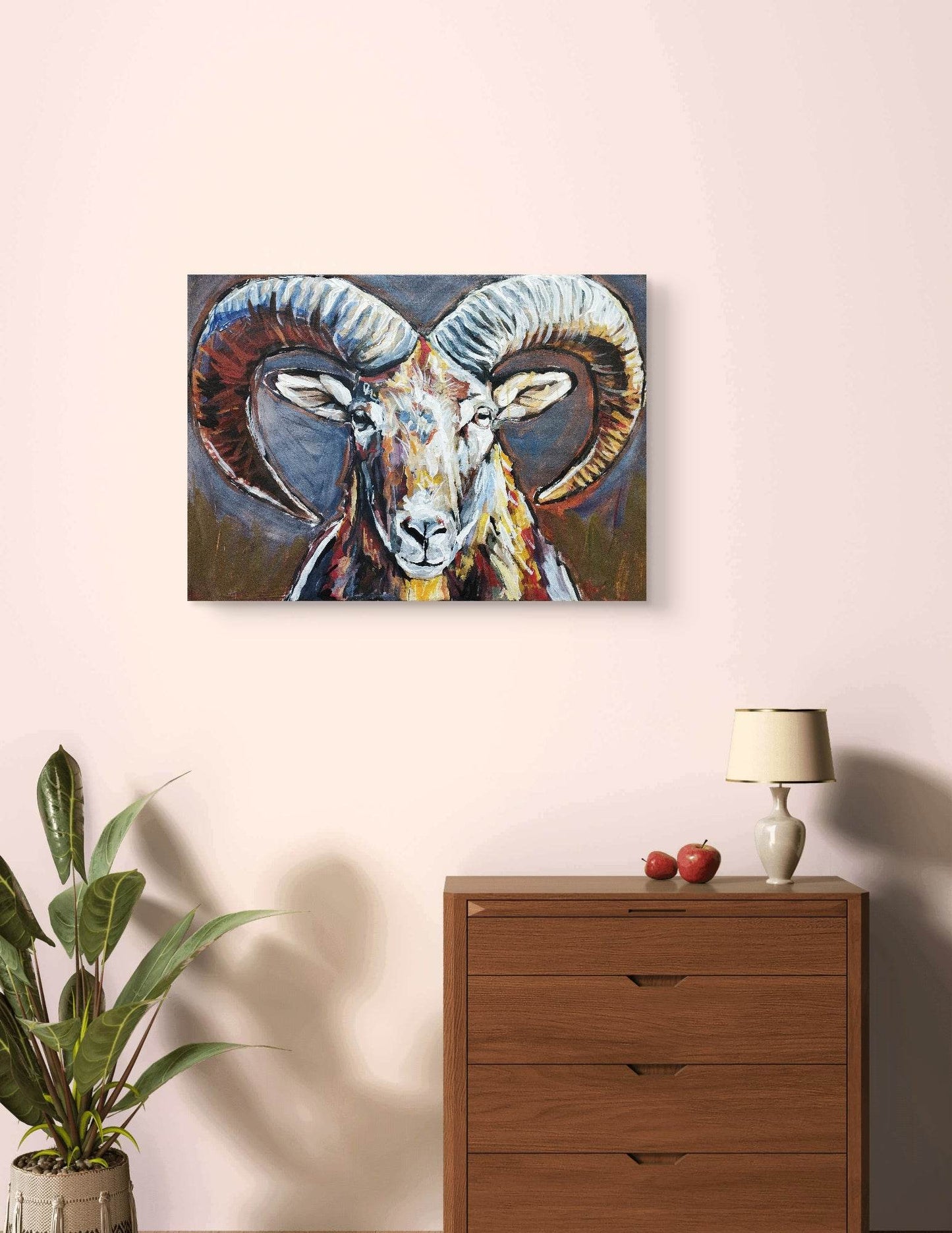H1Z ART Acrylbild Gemälde Kraftvoller Steinbock – handgemaltes Original Acrylbild (50 x 70 cm)