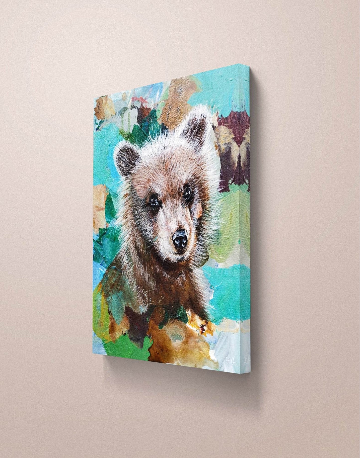 Gemälde kleiner Bär – handgemaltes Original Acrylbild (30 x 40 cm)