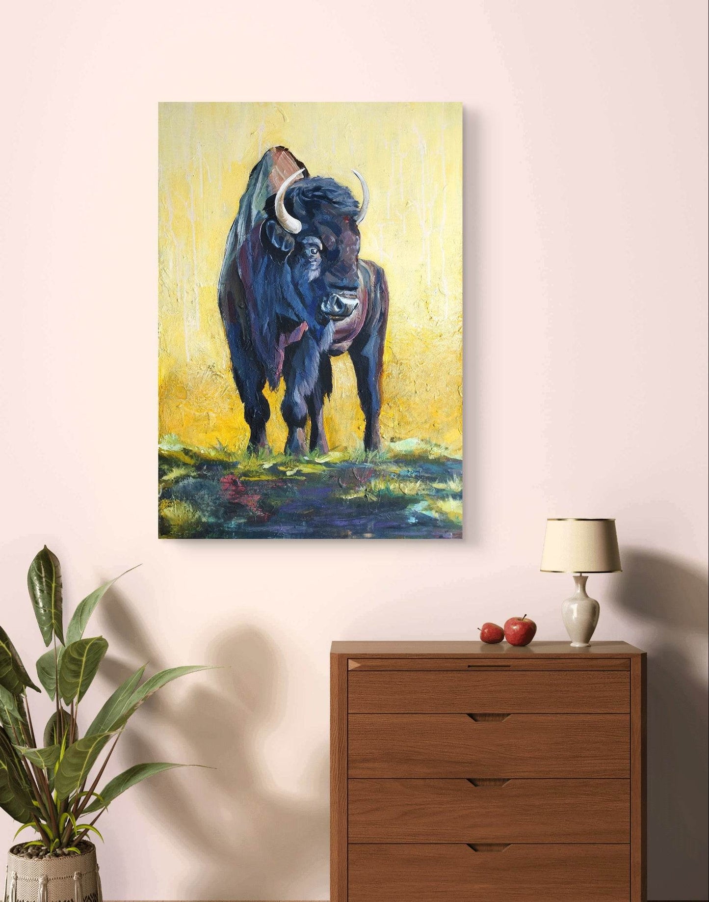 H1Z ART Acrylbild Gemälde Bison – handgemaltes Original Acrylbild (100 x 70 cm)