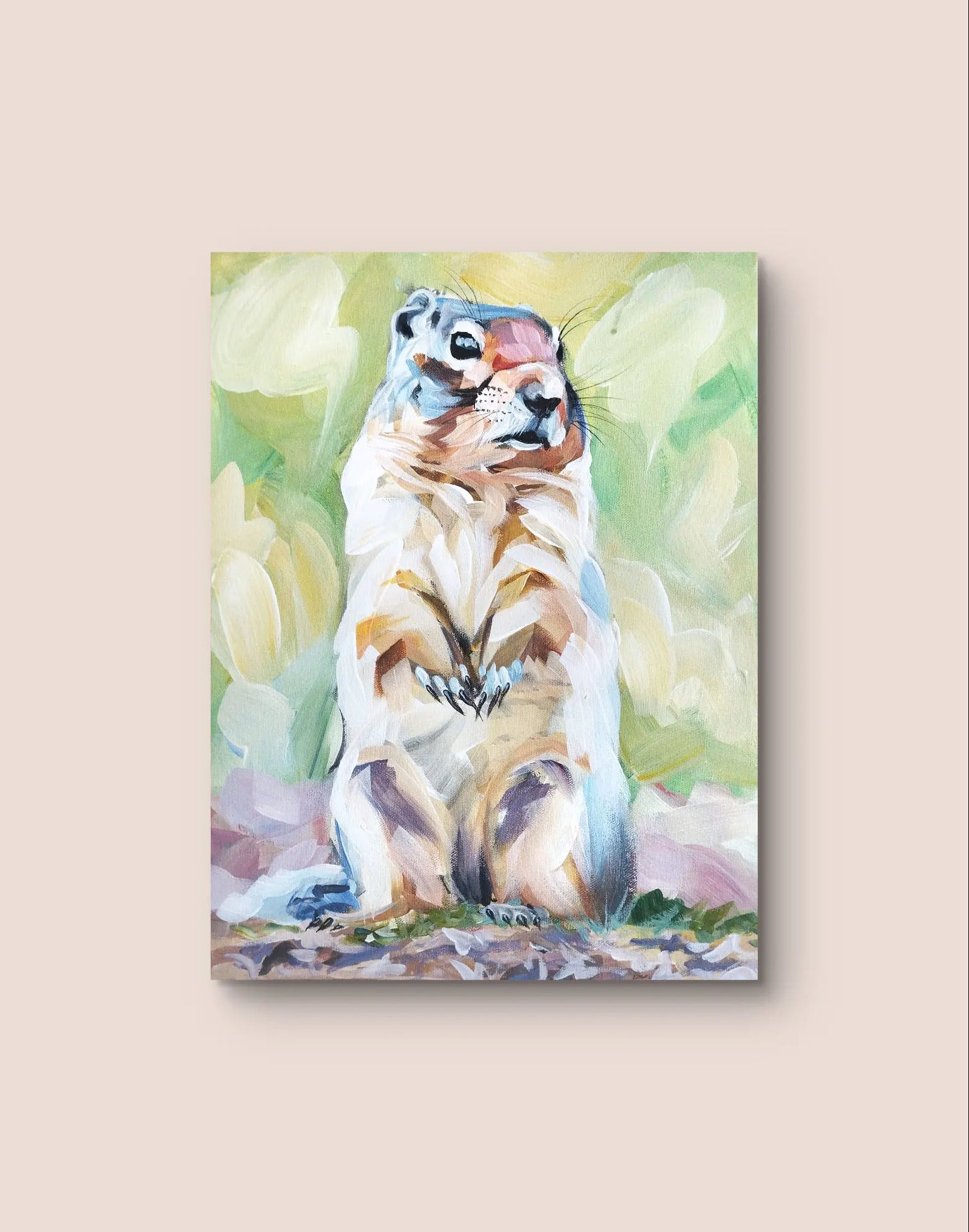Woodchuck painting – hand-painted original acrylic painting (30 x 40 cm)