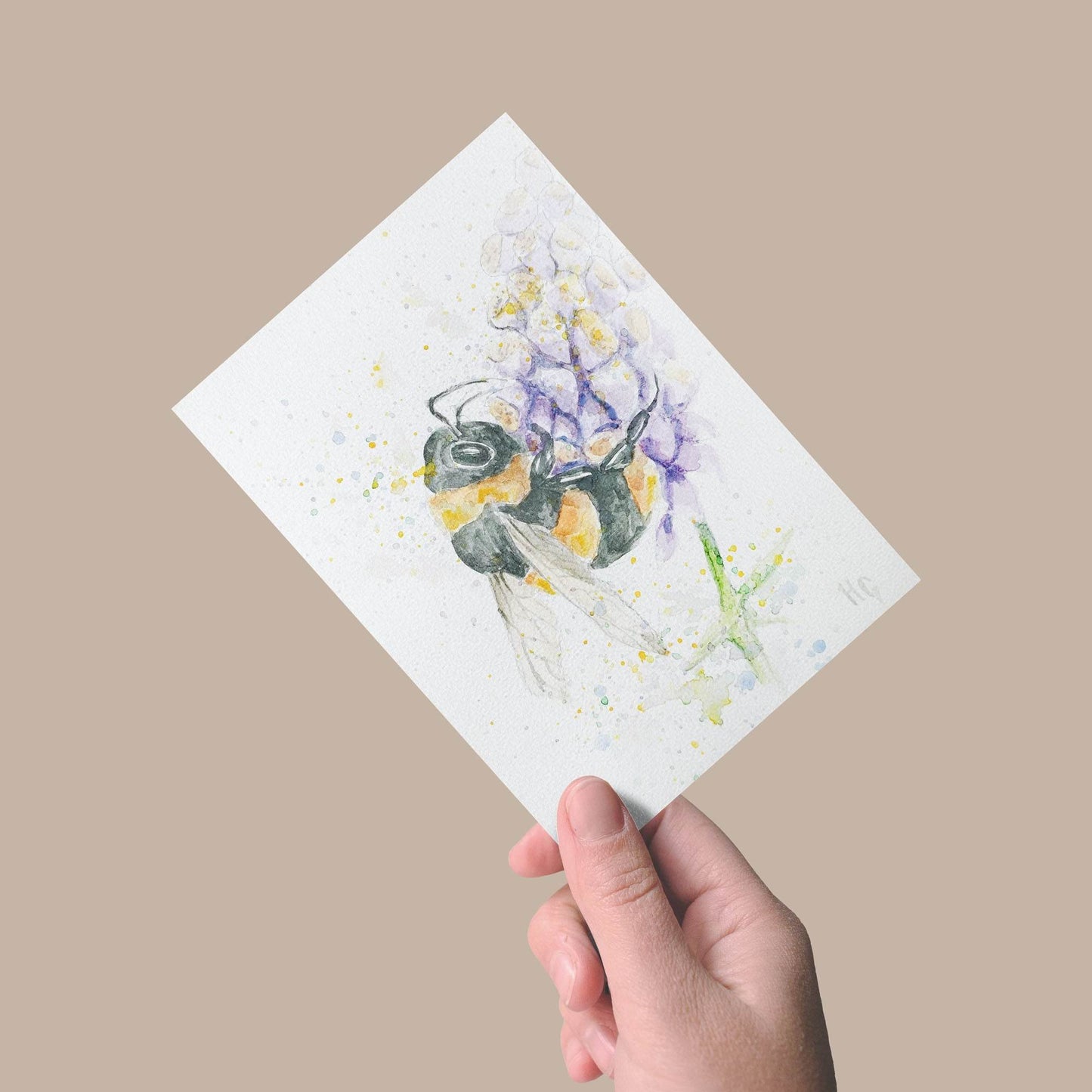 H1Z ART Grußkarte Postkarte „Hummeln“ – Handgemalt