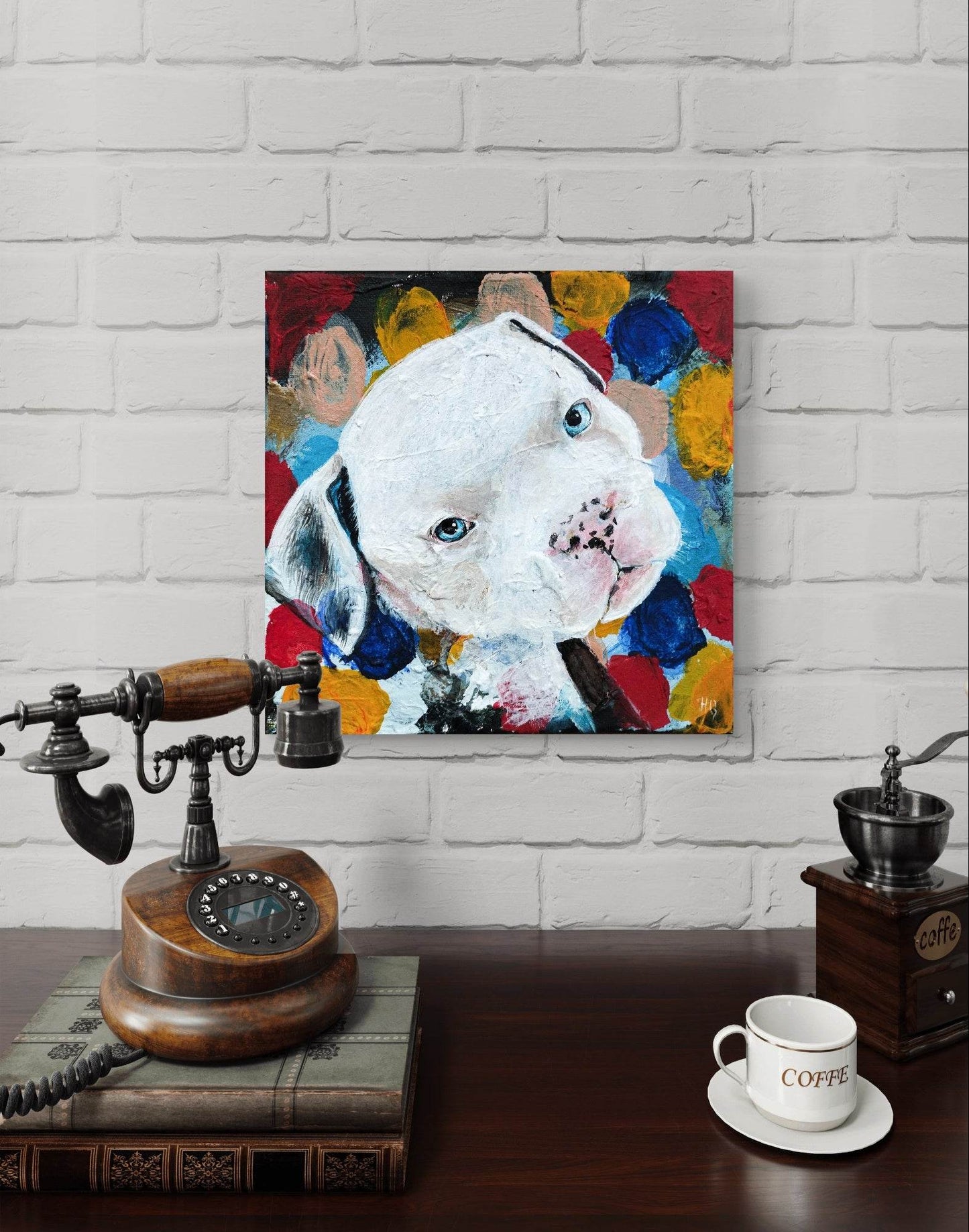Gemälde Hund – handgemaltes Original Acrylbild (20 x 20 cm)
