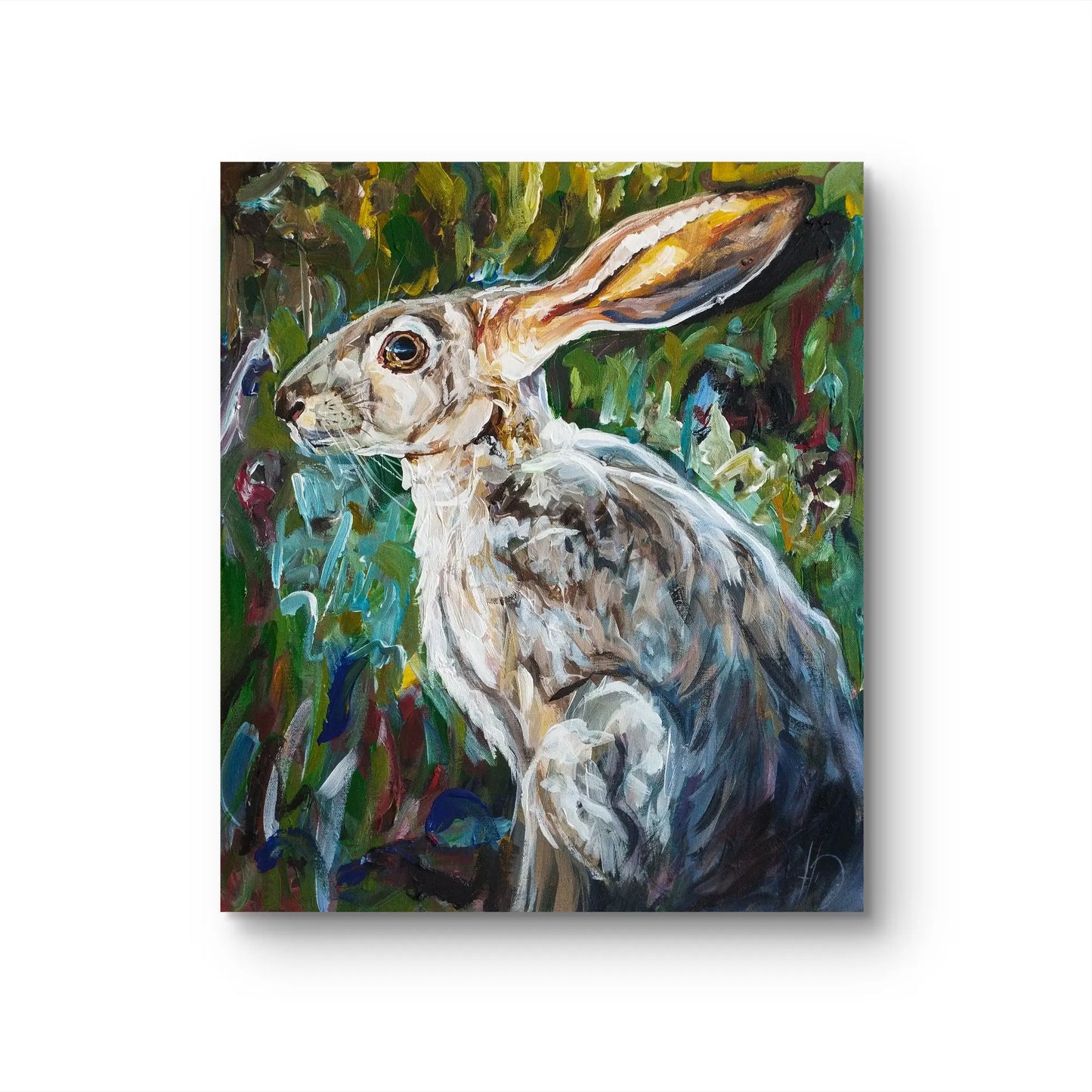 Gemälde Waldhase – handgemaltes Original Acrylbild (43 x 50 cm)