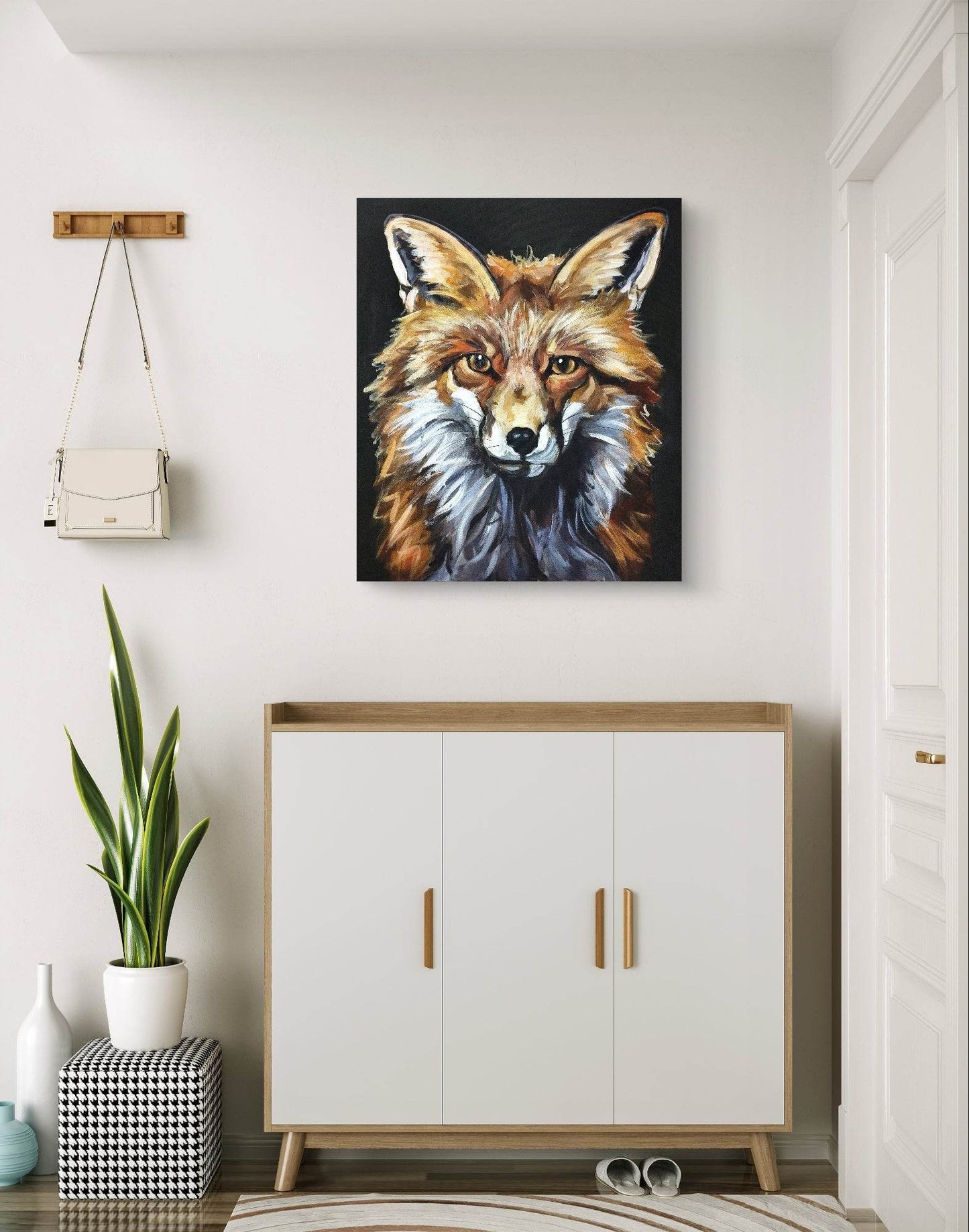 H1Z ART Acrylbild Gemälde Stolzer Fuchs – handgemaltes Original Acrylbild (50 x 60 cm)