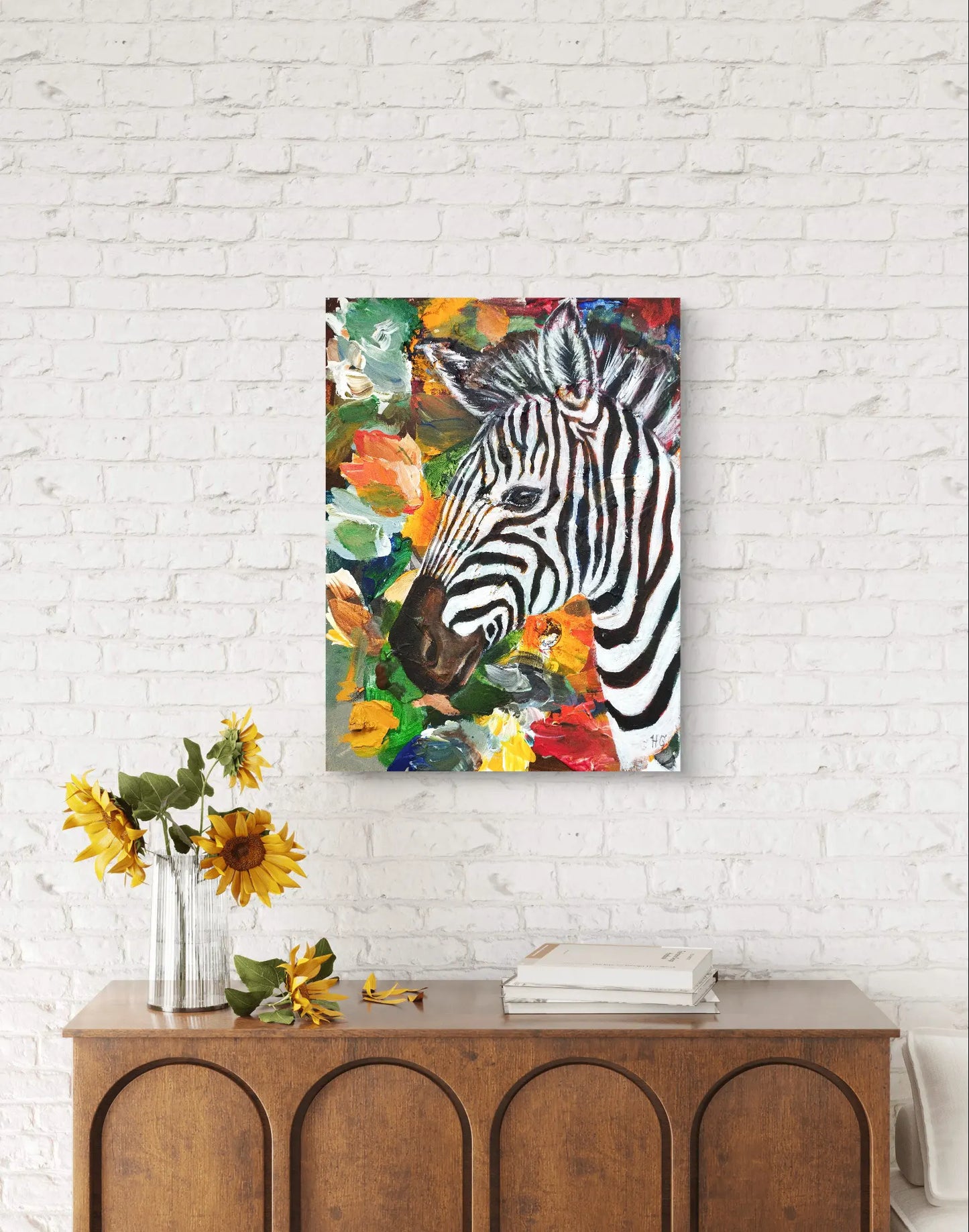 Gemälde Zebra auf der Savanne – handgemaltes Original Acrylbild (30 x 40 cm)