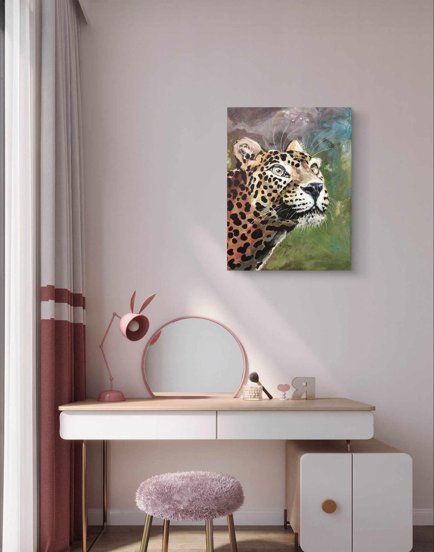 H1Z ART Acrylbild Gemälde Leopard – handgemaltes Original Acrylbild (30 x 40 cm)