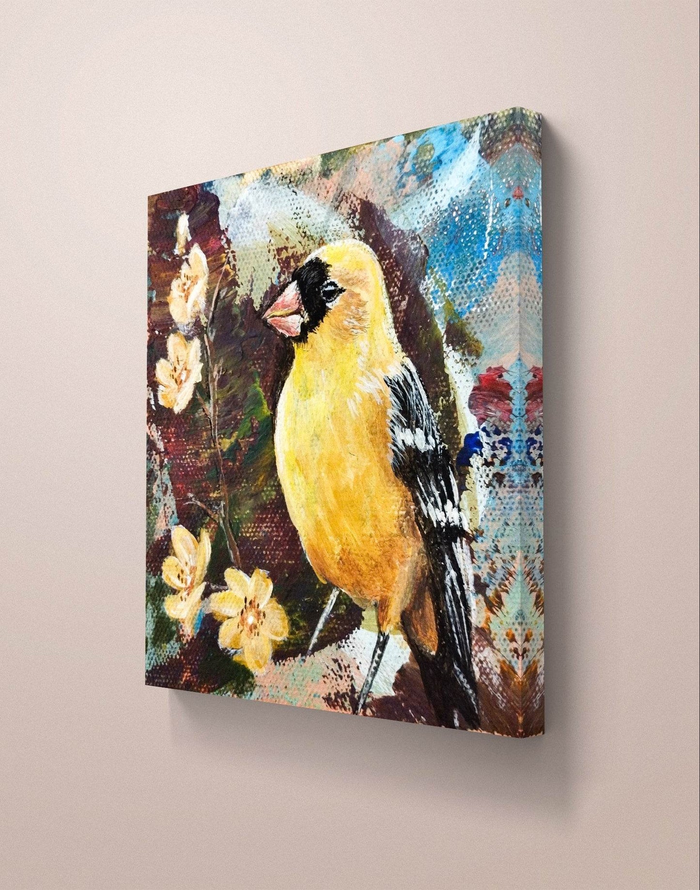 H1Z ART Acrylbild Gemälde Fink – handgemaltes Original Acrylbild (10 x 10 cm)