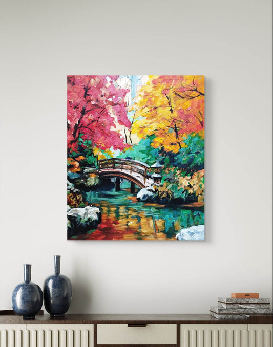 H1Z ART Acrylbild Gemälde Wald – handgemaltes Original Acrylbild (50 x 60 cm)