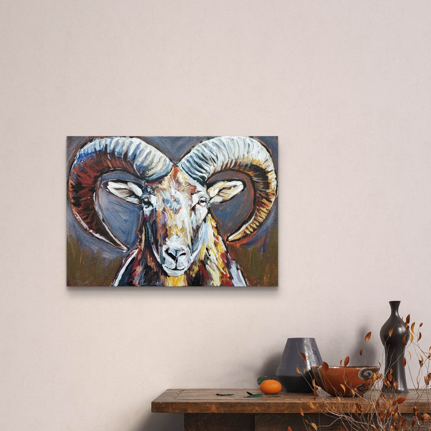 H1Z ART Acrylbild Gemälde Kraftvoller Steinbock – handgemaltes Original Acrylbild (50 x 70 cm)