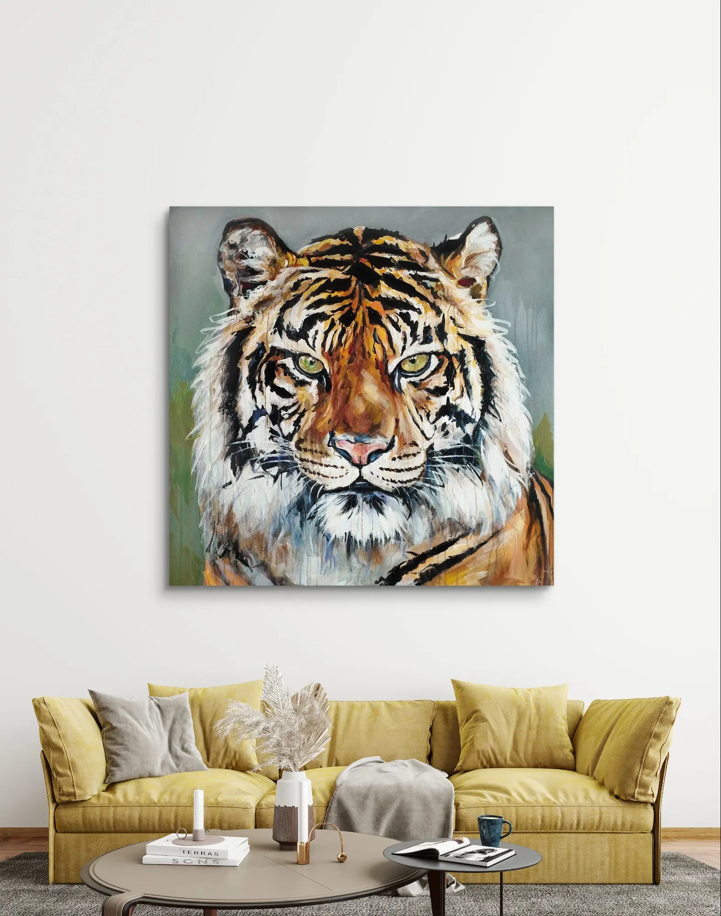 Gemälde Tiger – handgemaltes Original Acrylbild (120 x 120 cm)