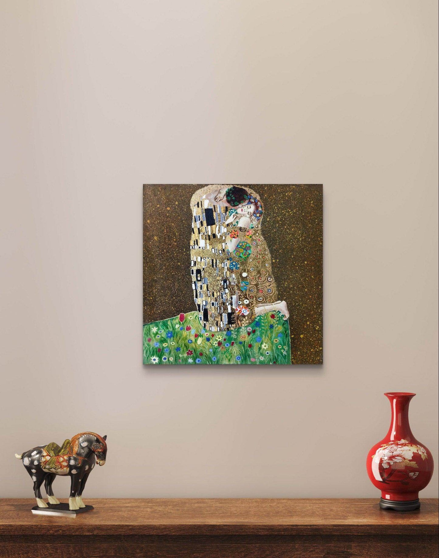H1Z ART Acrylbild Gemälde der Kuss – handgemaltes Original Acrylbild (29 x 29 cm)
