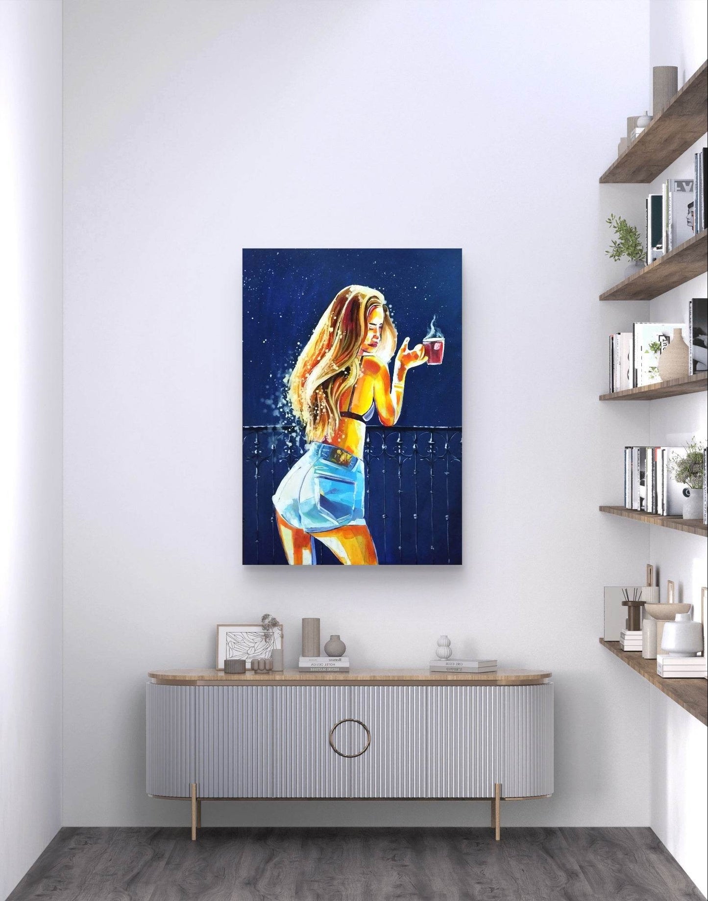H1Z ART Acrylbild Gemälde schöne Figur – handgemaltes Original Acrylbild (100 x 70 cm)