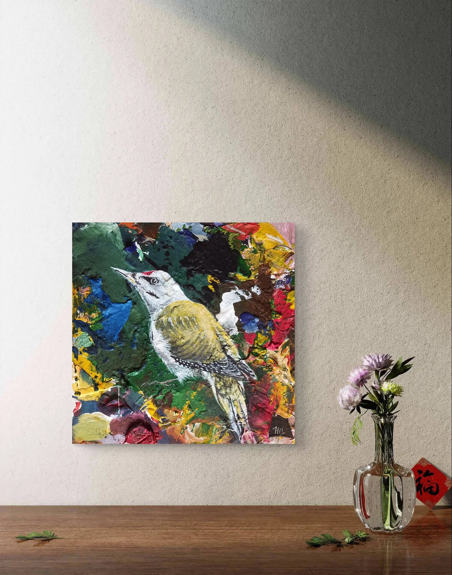Gemälde Girlitz – handgemaltes Original Acrylbild (20 x 20 cm)