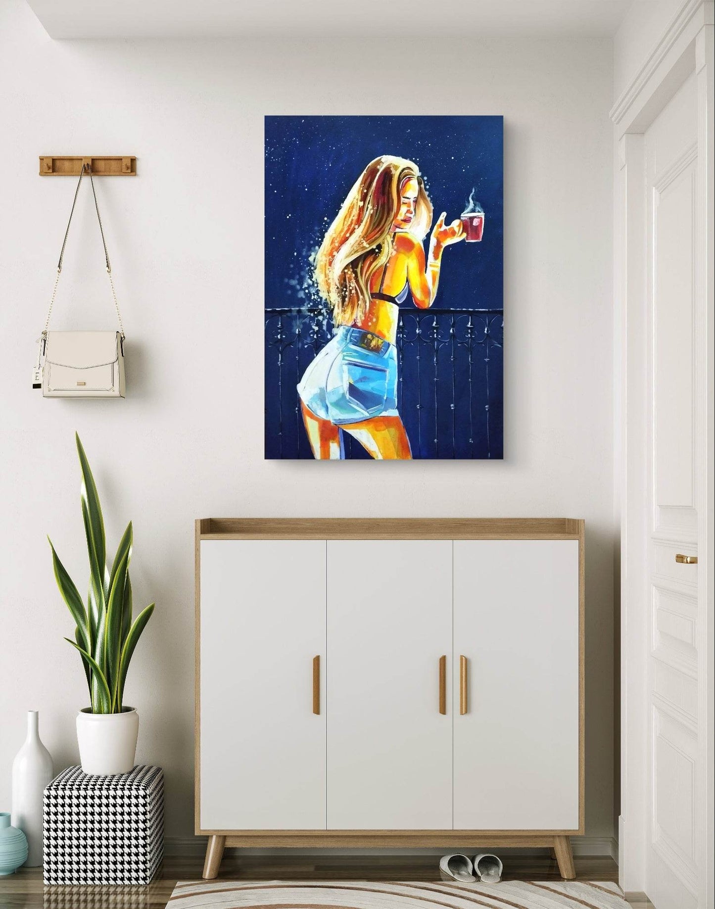 H1Z ART Acrylbild Gemälde schöne Figur – handgemaltes Original Acrylbild (100 x 70 cm)