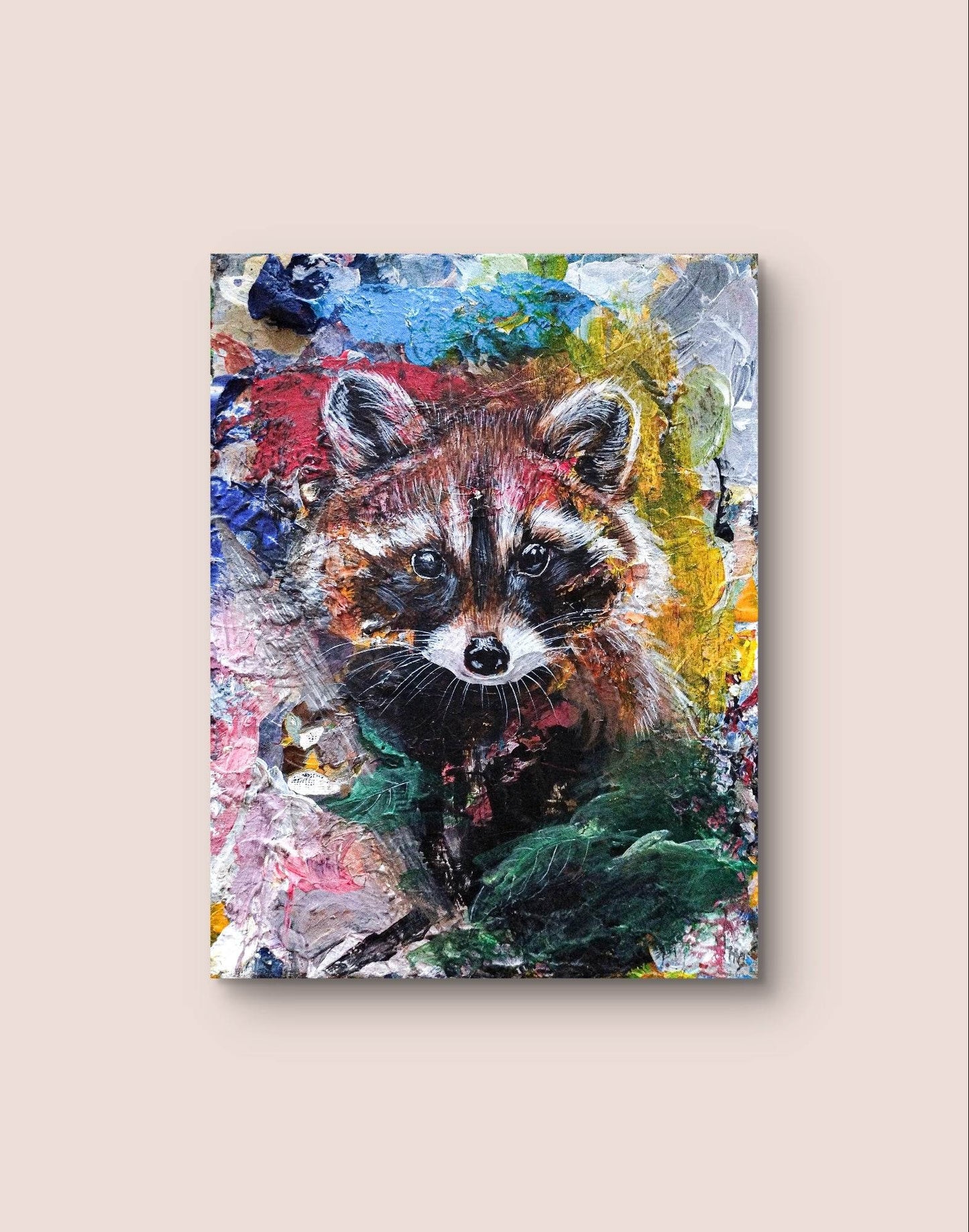 H1Z ART Acrylbild Gemälde Waschbär – handgemaltes Original Acrylbild (18 x 24 cm)