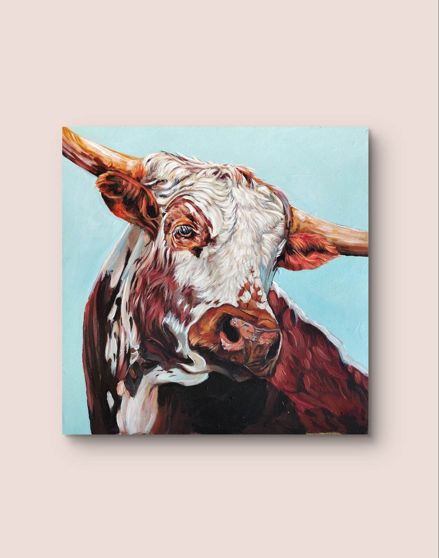 H1Z ART Acrylbild Gemälde Kuh – handgemaltes Original Acrylbild (60 x 60 cm)