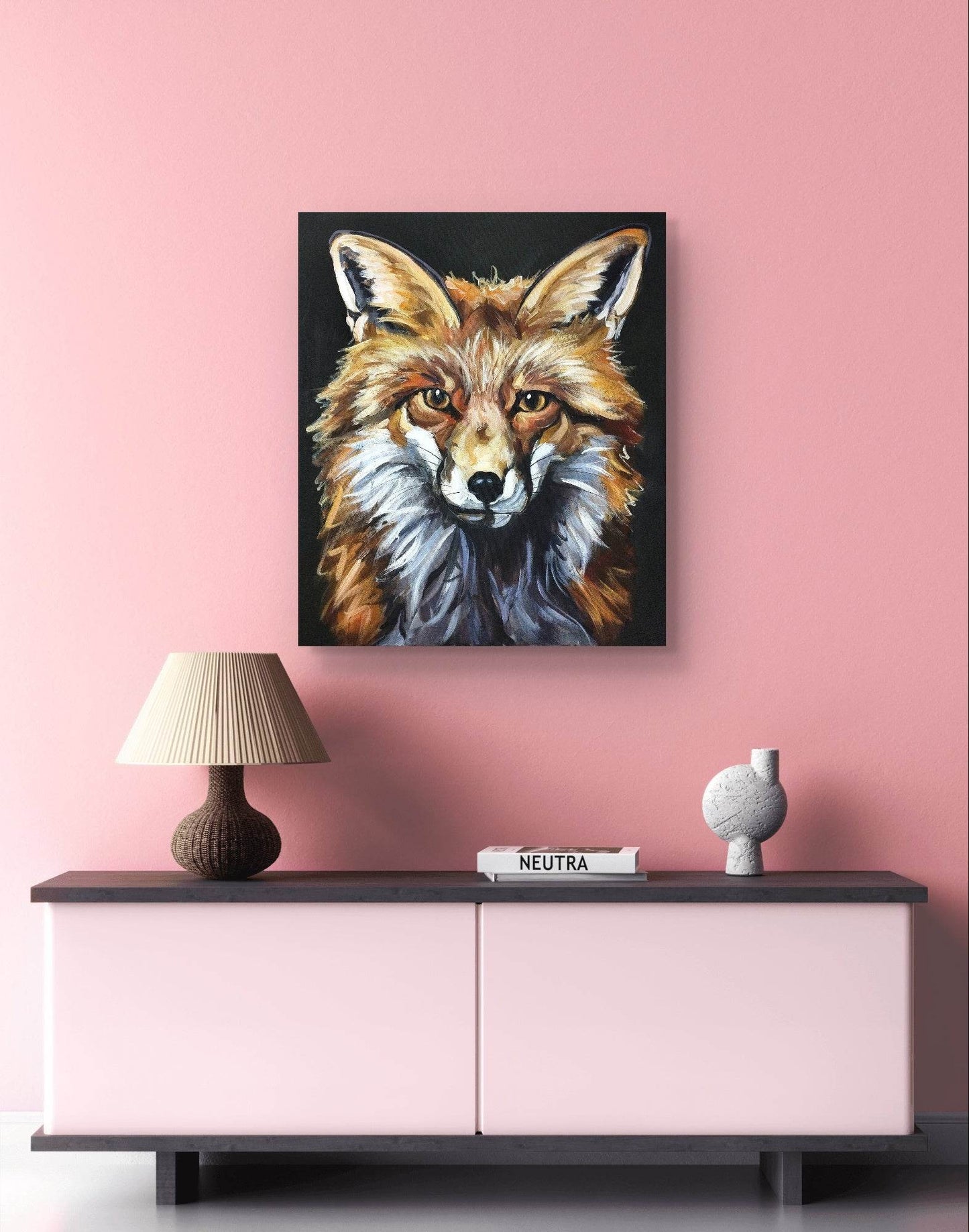 H1Z ART Acrylbild Gemälde Stolzer Fuchs – handgemaltes Original Acrylbild (50 x 60 cm)