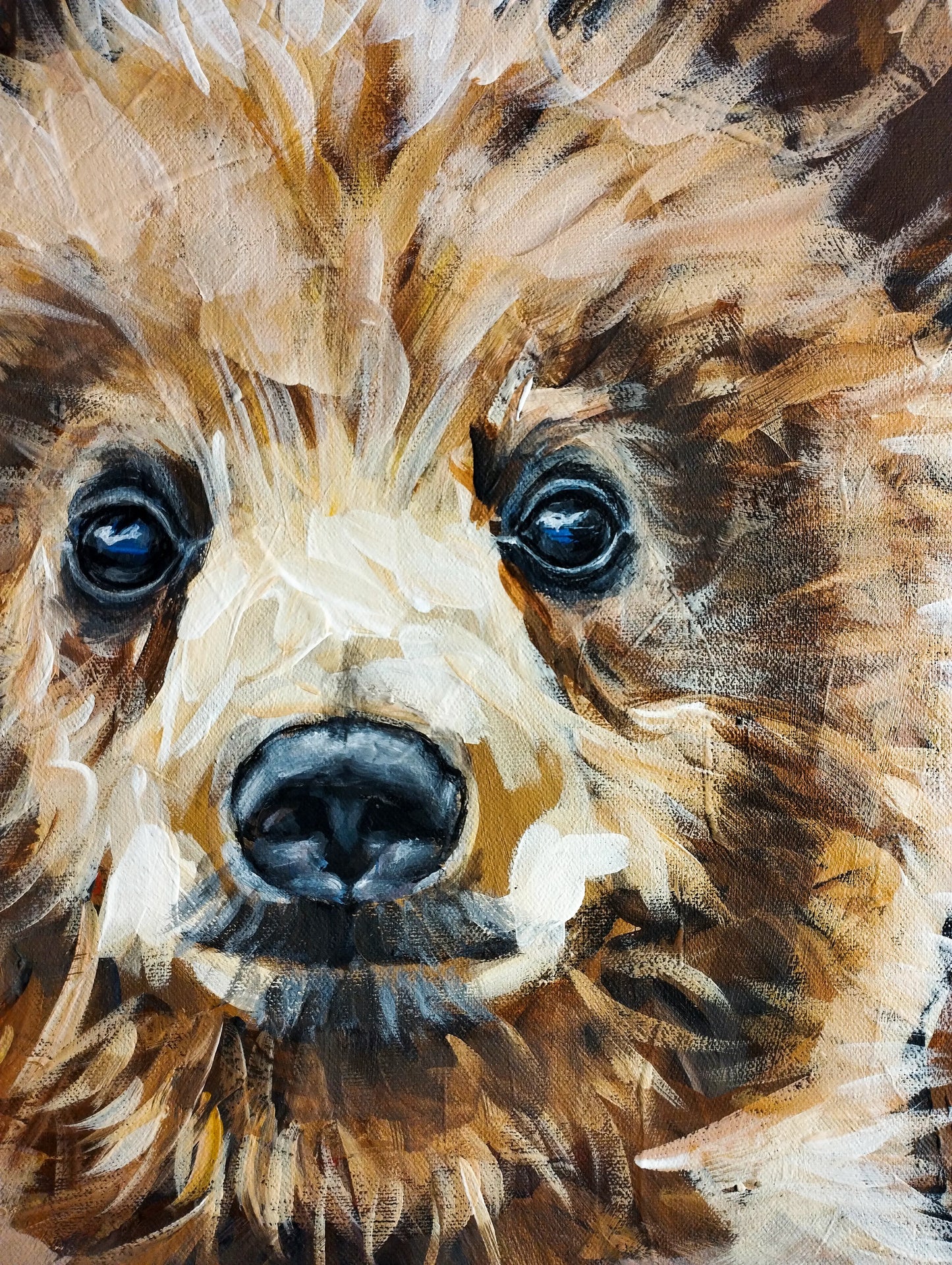 H1Z ART Acrylbild Gemälde Der Bär im Licht – handgemaltes Original Acrylbild (40 x 50 cm)
