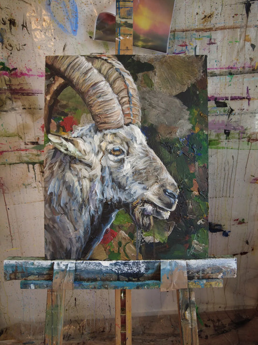Gemälde Steinbock – handgemaltes Original Acrylbild (50 x 40 cm)