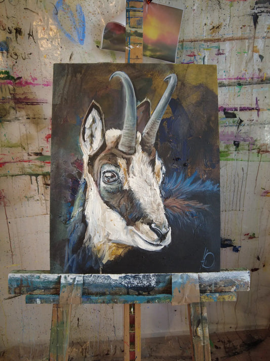 Gemälde Gams – handgemaltes Original Acrylbild (50 x 40 cm)