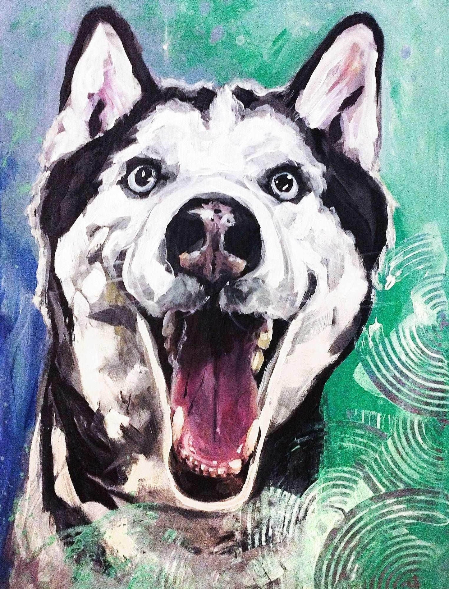 H1Z ART Acrylbild Gemälde Husky – handgemaltes Original Acrylbild (30 x 40 cm)