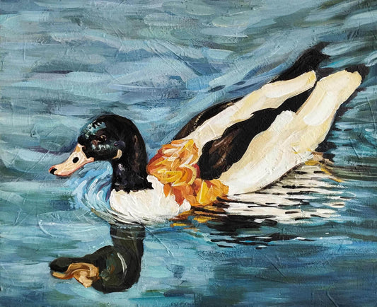 Expressiv-realistisches Gemälde Feuerente – handgemaltes Original Acrylbild (40 x 50 cm) auf Leinwand von H1Z ART in lebendiger Atmosphäre