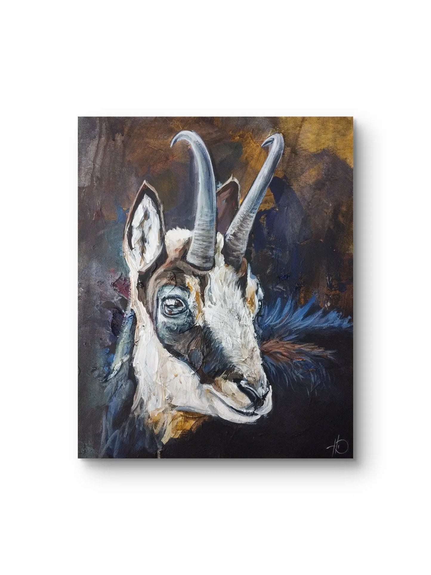 Gams Gemälde auf Leinwand – handgemalt, zeitgenössische Tierbilder Kunst original