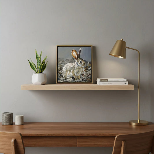 Handgemaltes Hase Gemälde auf Leinwand, dynamisches Tierbild für Kommode oder Regal