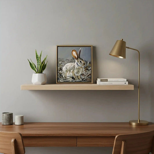 Handgemaltes Hase Gemälde auf Leinwand, dynamisches Tierbild für Kommode oder Regal