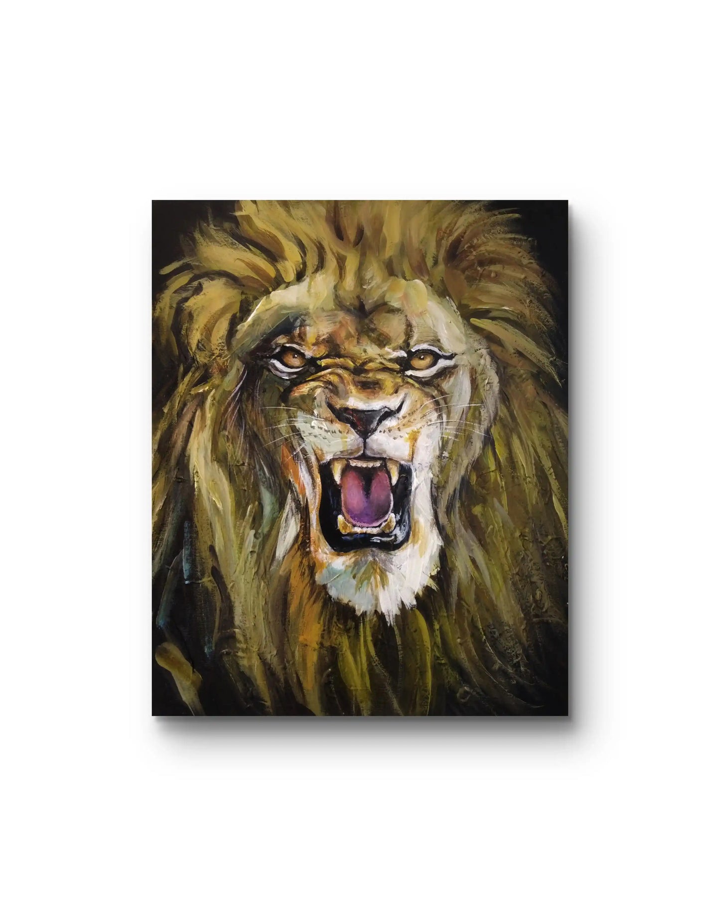 Löwe Tierportrait Acrylbild auf Leinwand, majestätisches Wandbild für Schlafzimmer oder Flur