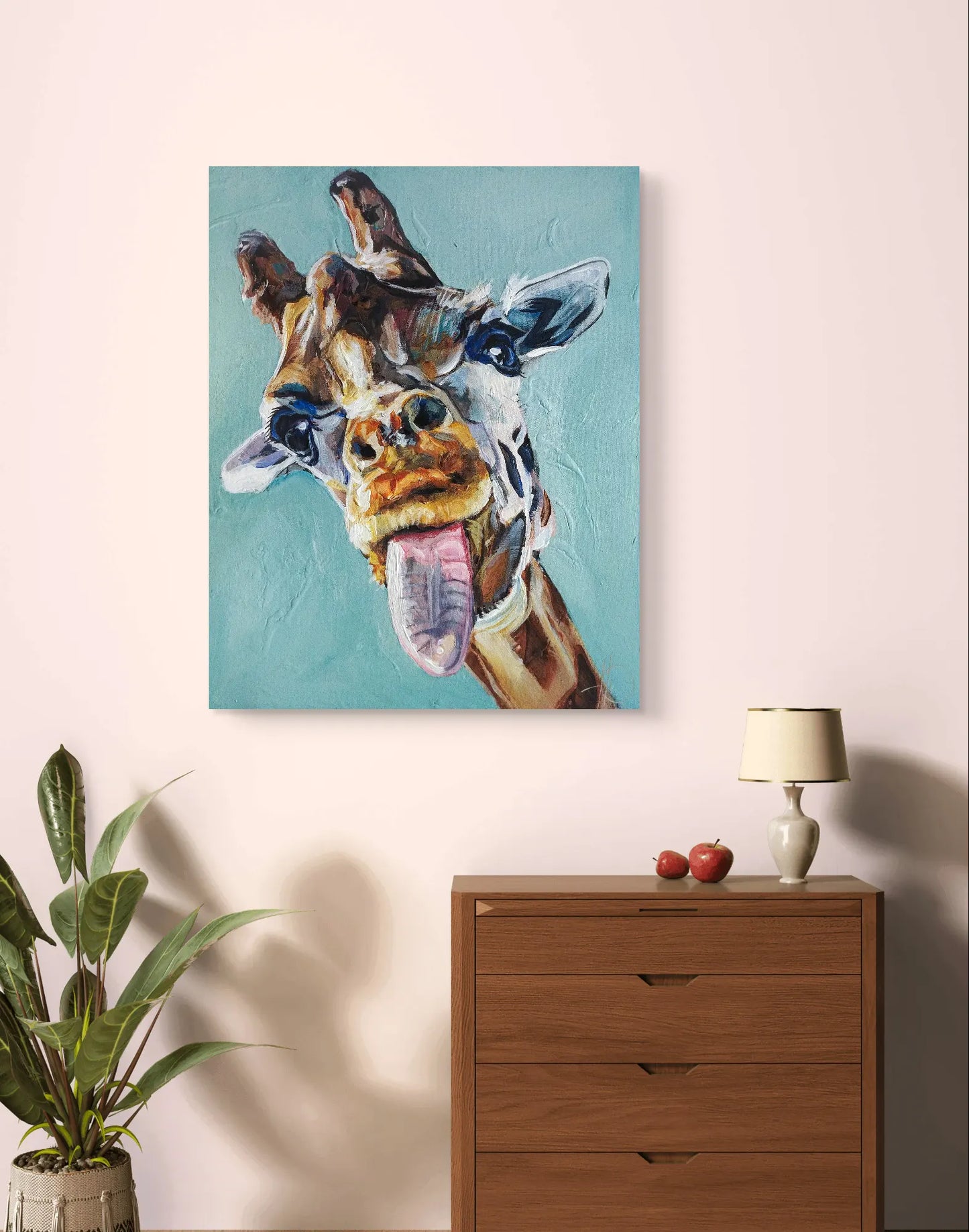 H1Z ART Acrylbild Gemälde Giraffe – handgemaltes Original Acrylbild (40 x 50 cm)