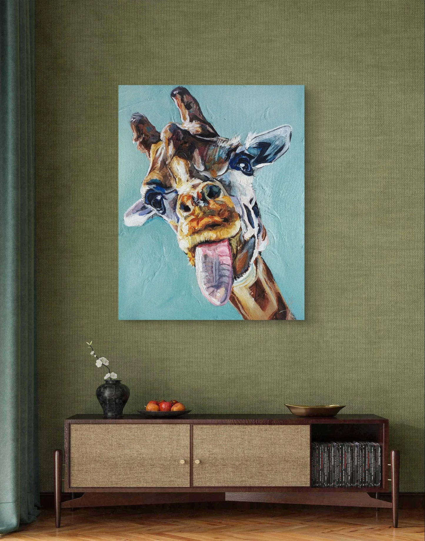 H1Z ART Acrylbild Gemälde Giraffe – handgemaltes Original Acrylbild (40 x 50 cm)