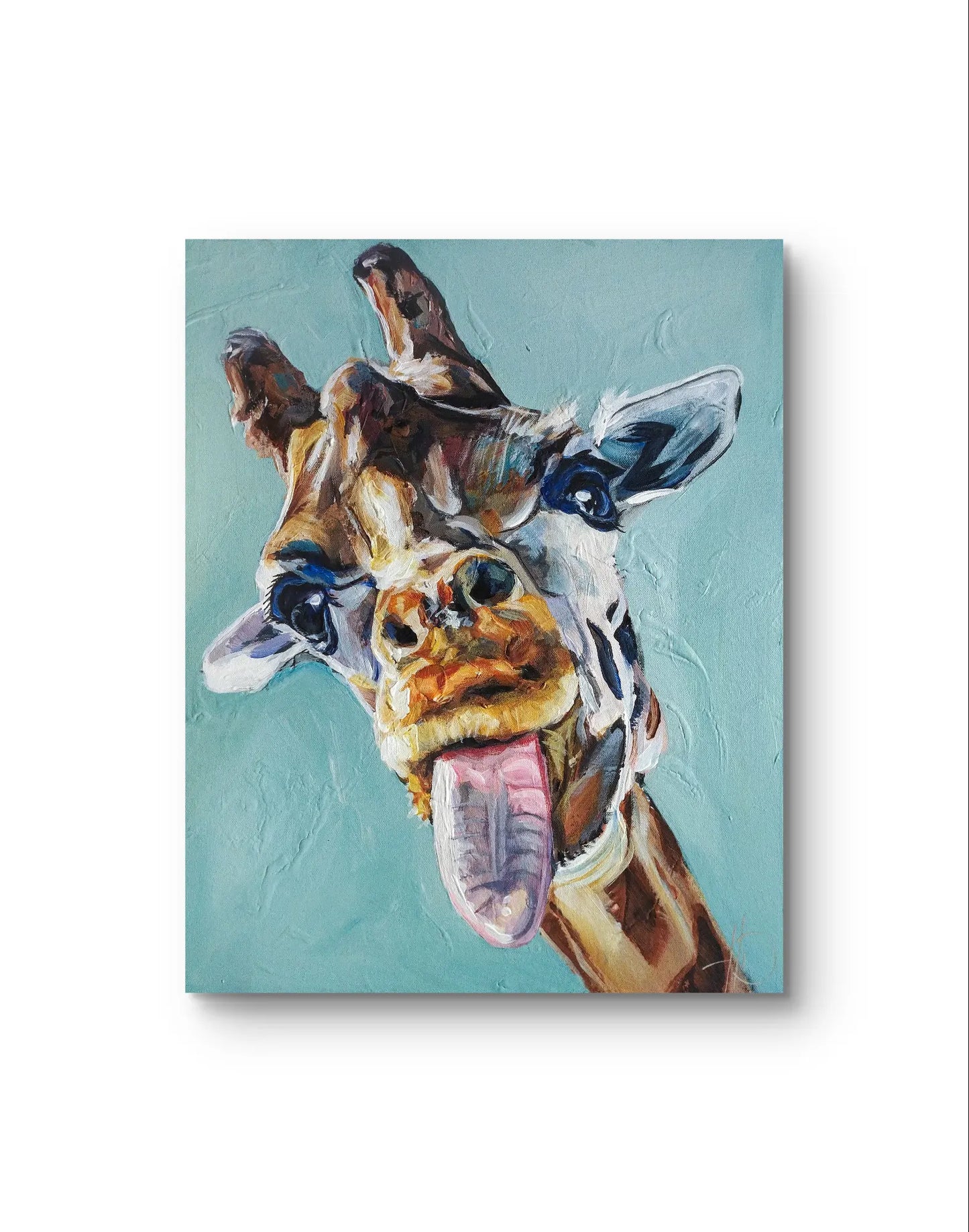 H1Z ART Acrylbild Gemälde Giraffe – handgemaltes Original Acrylbild (40 x 50 cm)