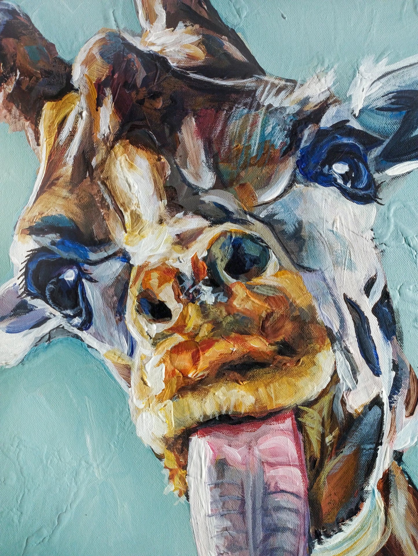 H1Z ART Acrylbild Gemälde Giraffe – handgemaltes Original Acrylbild (40 x 50 cm)