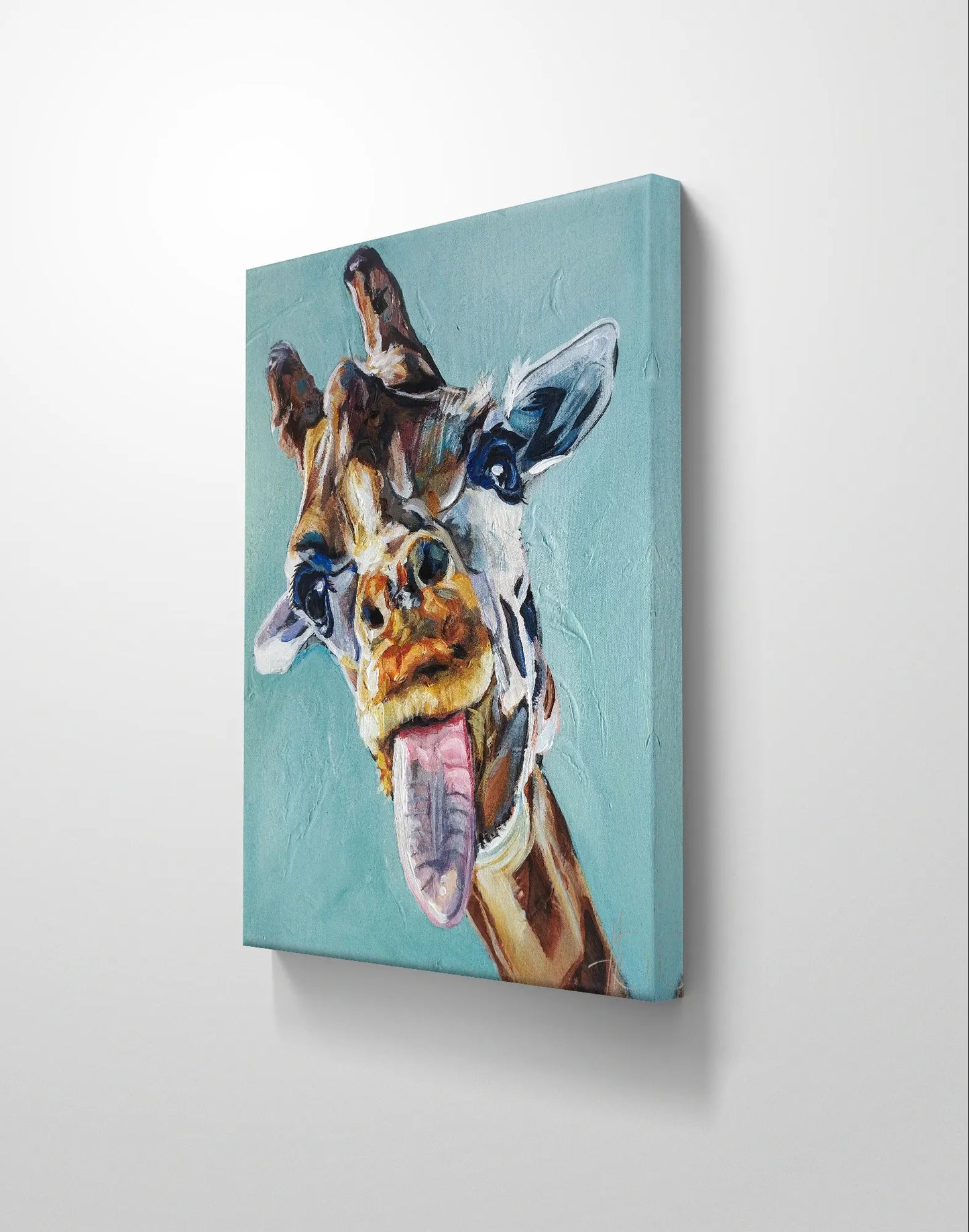 H1Z ART Acrylbild Gemälde Giraffe – handgemaltes Original Acrylbild (40 x 50 cm)