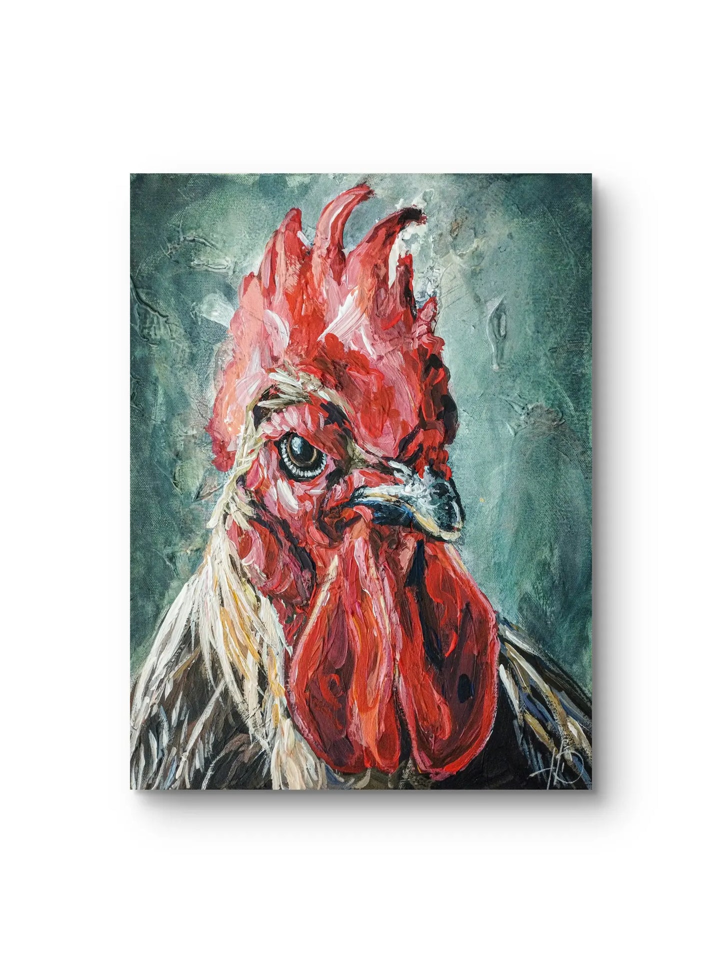 Hahn Gemälde handgemalt – Acrylbild Tierportrait, originale Tierbilder Kunst kaufen