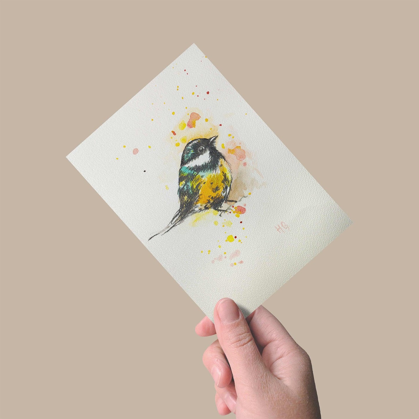 H1Z ART Grußkarte Postkarte – "Blaukäppchen" – Handgemalt