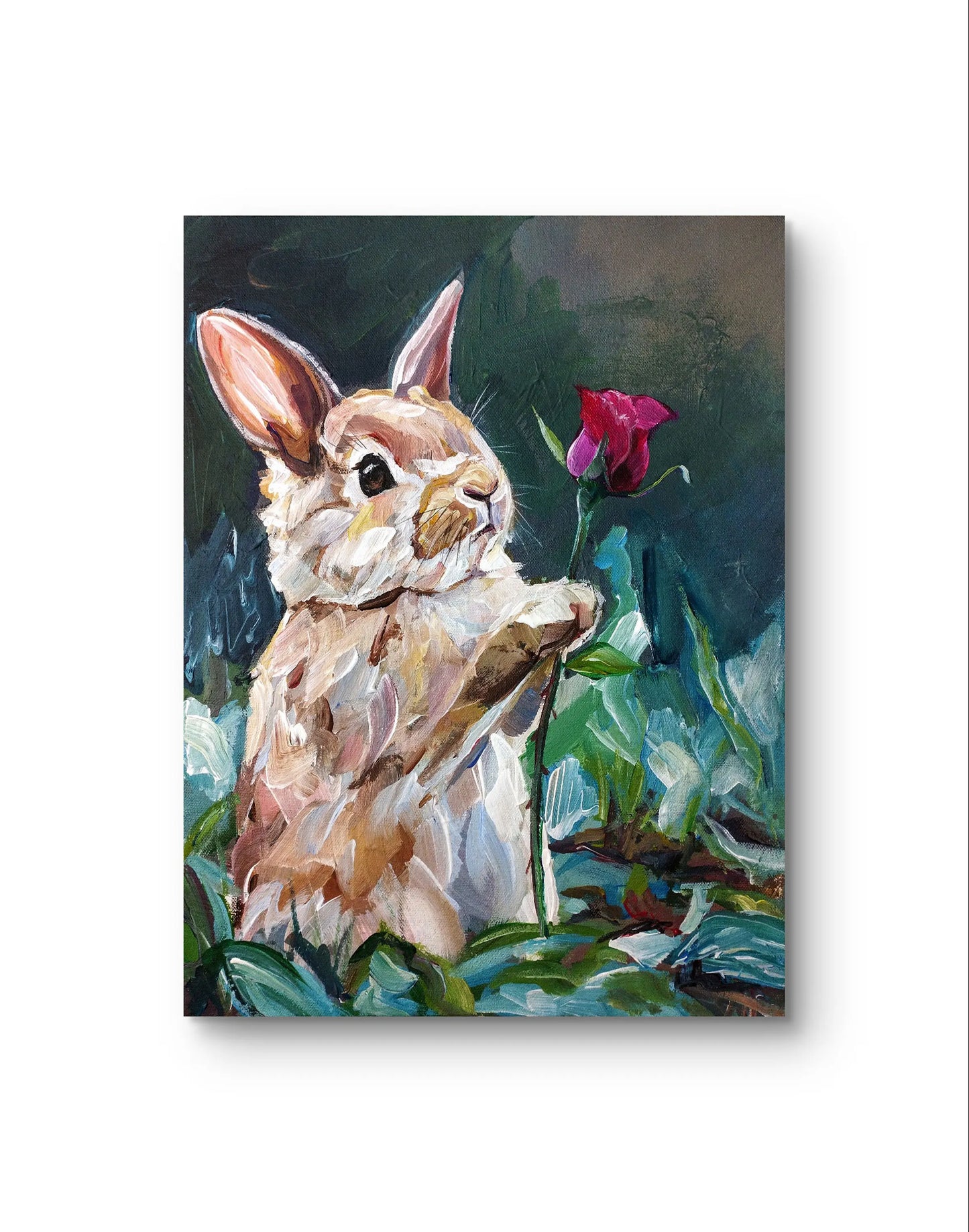 H1Z ART Acrylbild Gemälde Blütenhase – handgemaltes Original Acrylbild (30 x 40 cm)