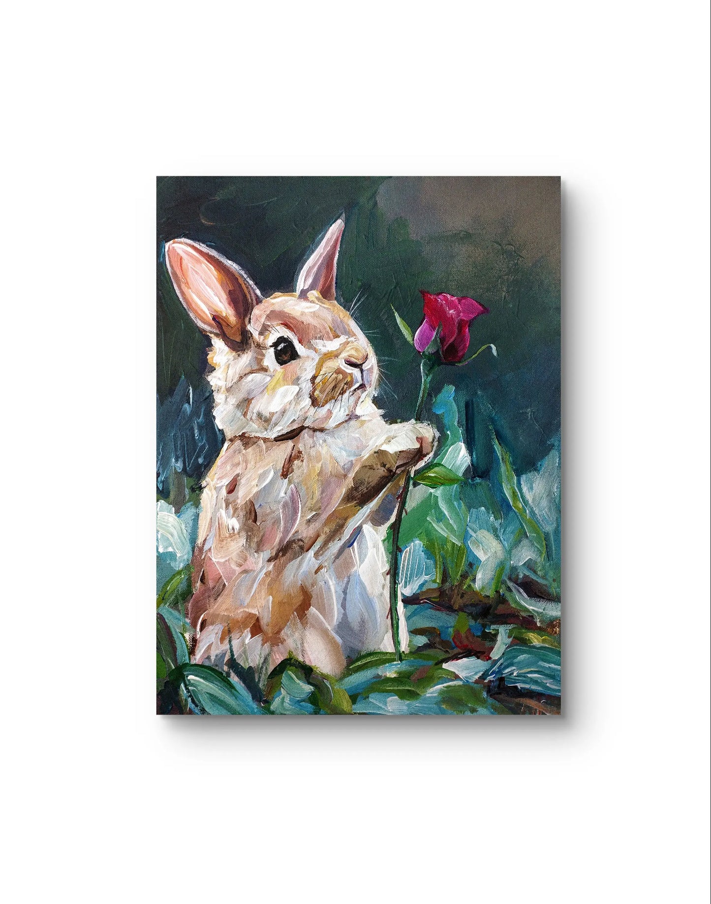 H1Z ART Acrylbild Gemälde Blütenhase – handgemaltes Original Acrylbild (30 x 40 cm)