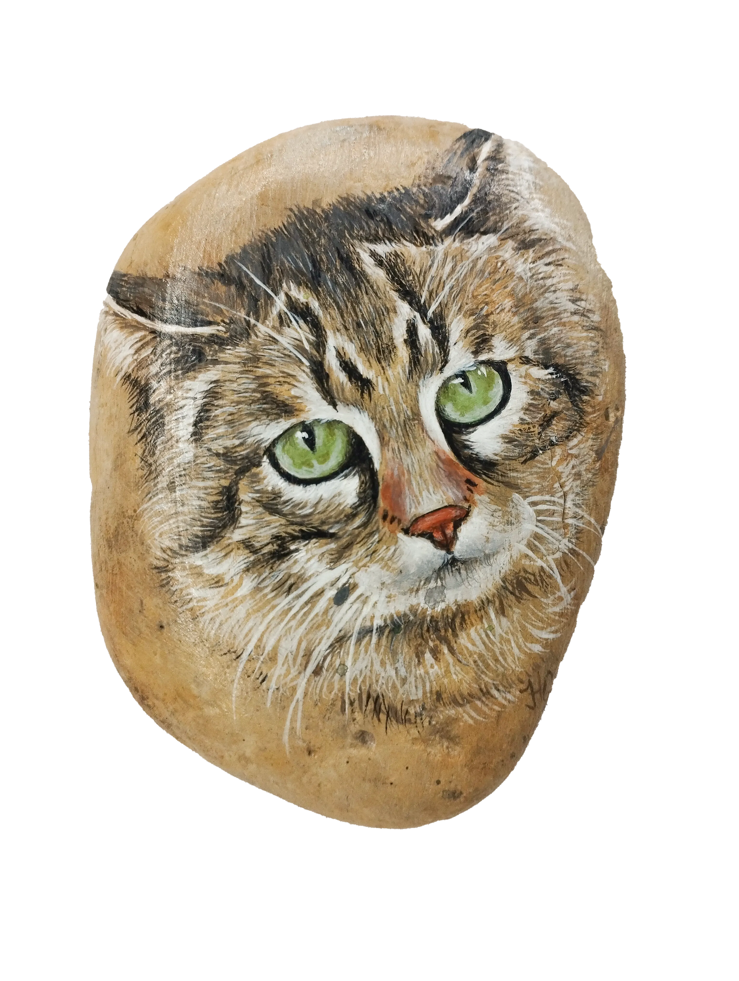 H1Z ART Geschenk Katze Original handgemalt Acryl auf Naturstein
