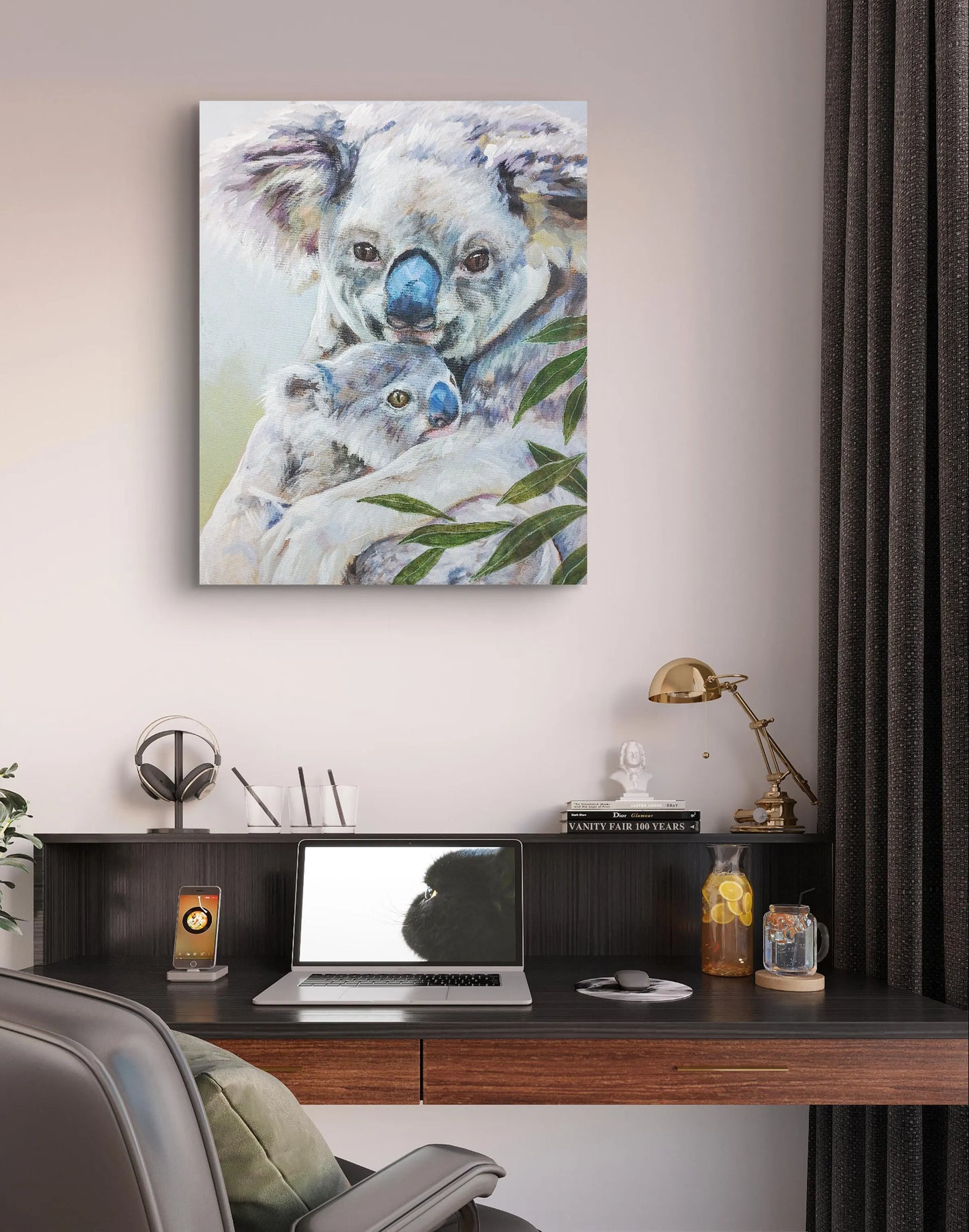 H1Z ART Acrylbild Gemälde Koala-Knuddel – handgemaltes Original Acrylbild (40 x 50 cm)