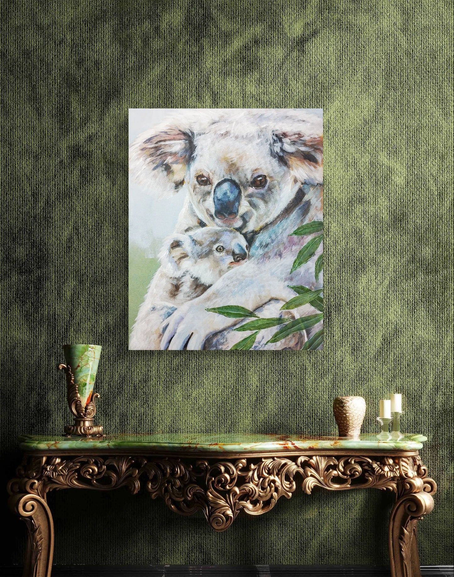H1Z ART Acrylbild Gemälde Koala-Knuddel – handgemaltes Original Acrylbild (40 x 50 cm)