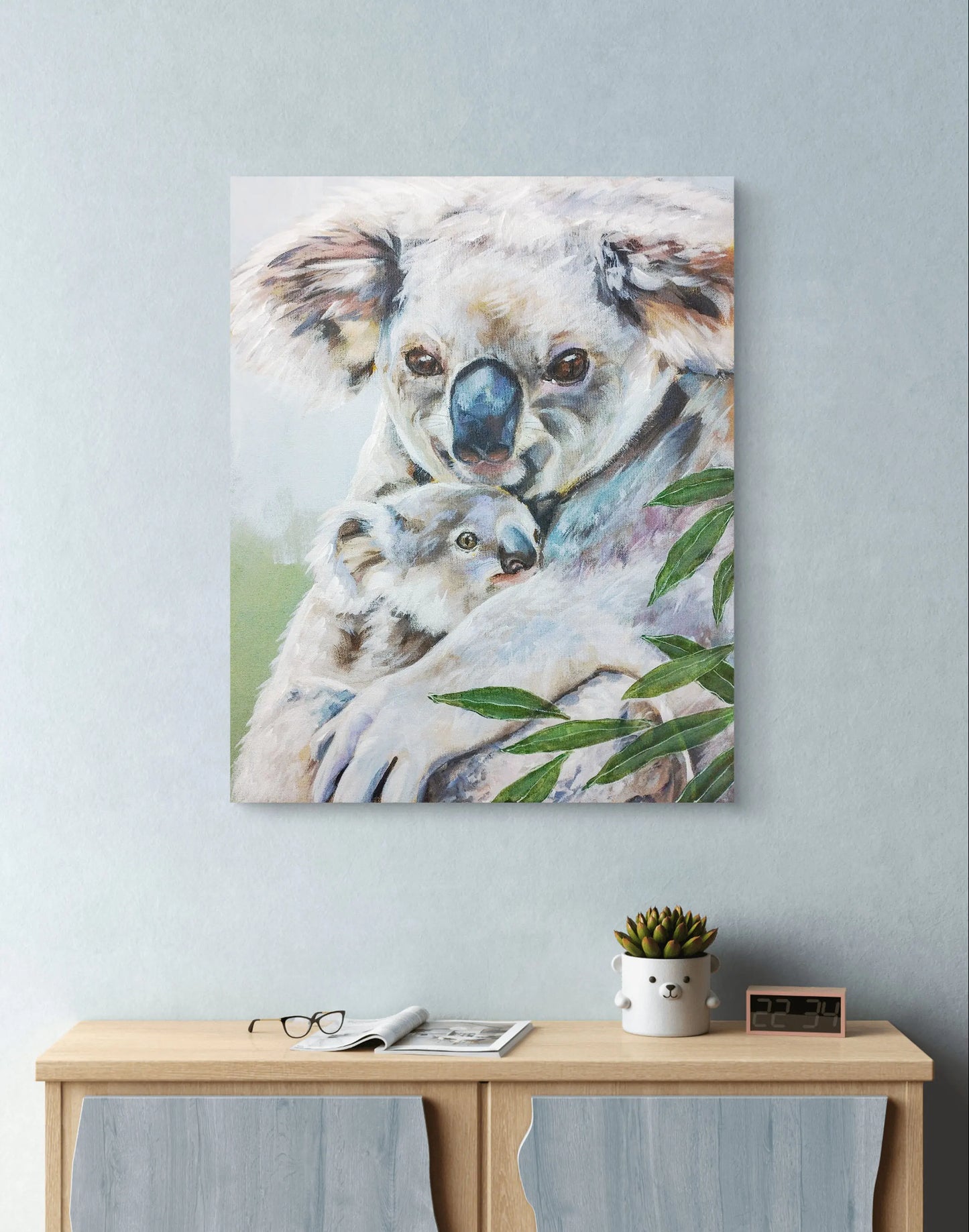 H1Z ART Acrylbild Gemälde Koala-Knuddel – handgemaltes Original Acrylbild (40 x 50 cm)