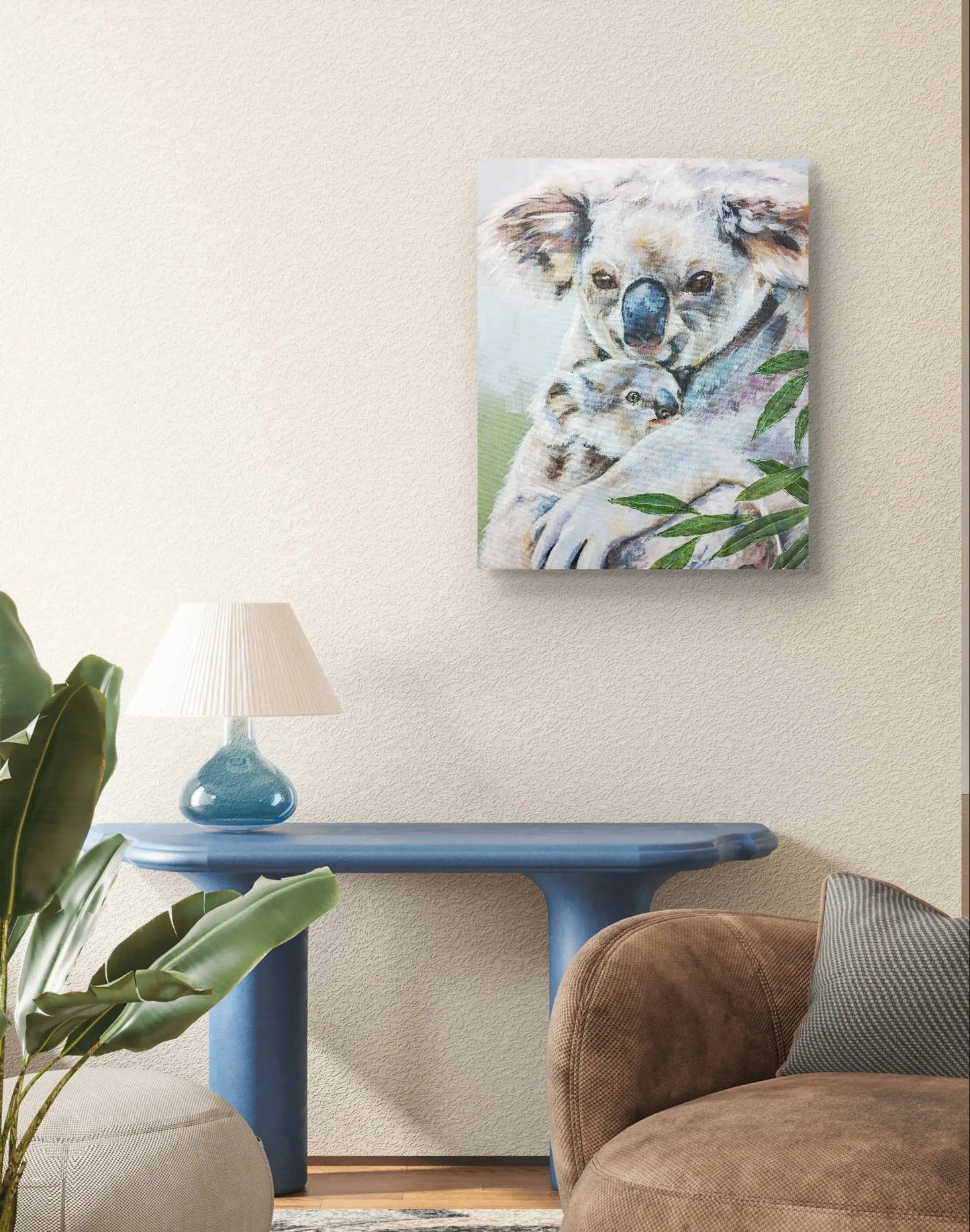 Handgemaltes Koala Acrylgemälde 40×50 cm – weiches Fell, warme Grautöne, ausdrucksstarkes Tierporträt