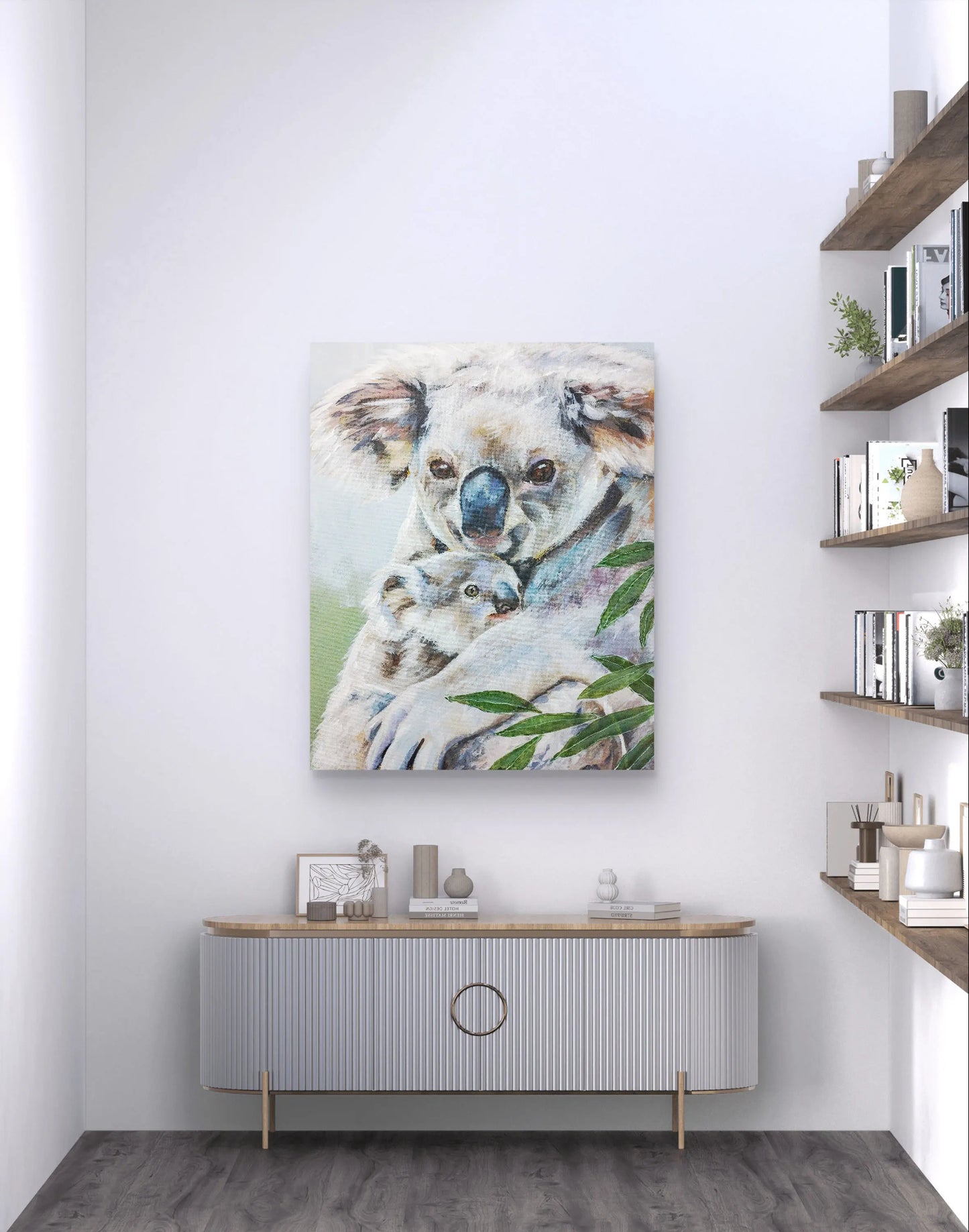 H1Z ART Acrylbild Gemälde Koala-Knuddel – handgemaltes Original Acrylbild (40 x 50 cm)