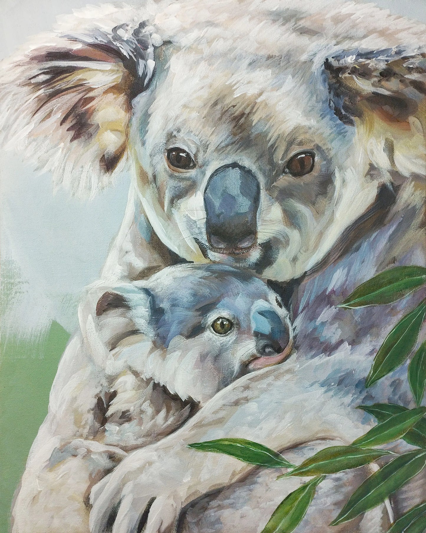 H1Z ART Acrylbild Gemälde Koala-Knuddel – handgemaltes Original Acrylbild (40 x 50 cm) Koala 2
