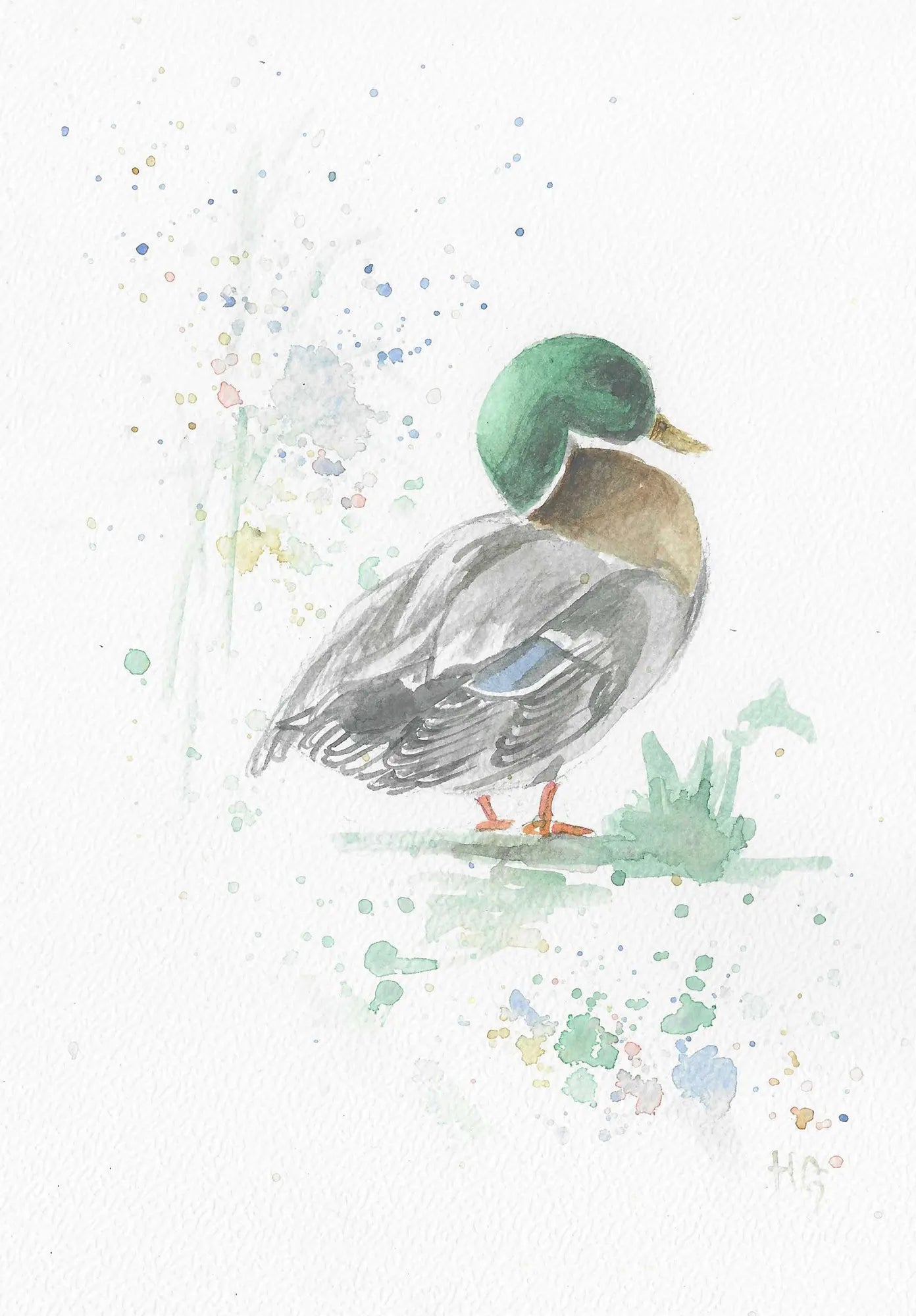 Postkarte „Ente“ – Handgemalt