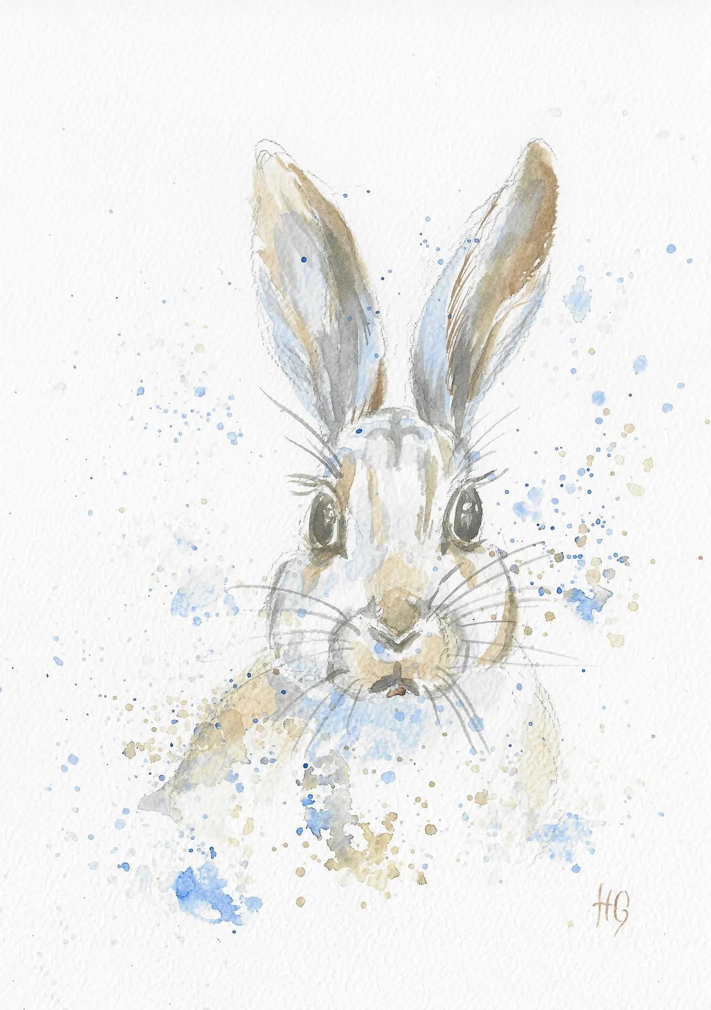 Postkarte „Winterhoppler“ – Handgemalt