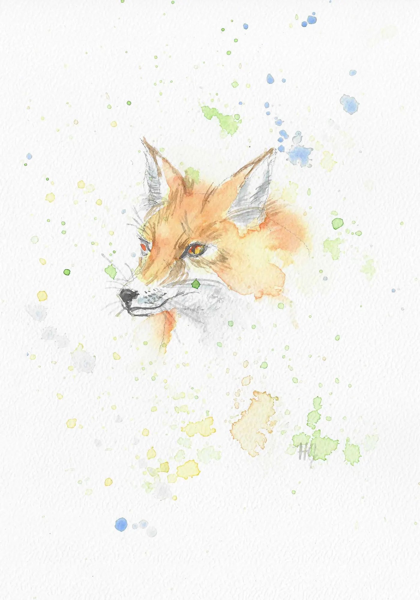 Postkarte – "Fuchs" – Handgemalt