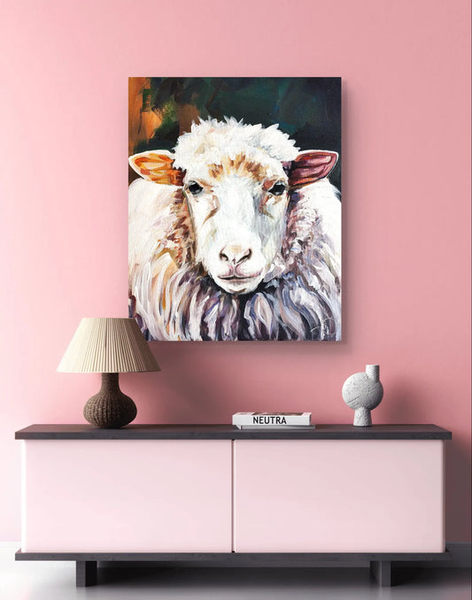 H1Z ART Acrylbild Gemälde Schaf – handgemaltes Original Acrylbild (40 x 50 cm)